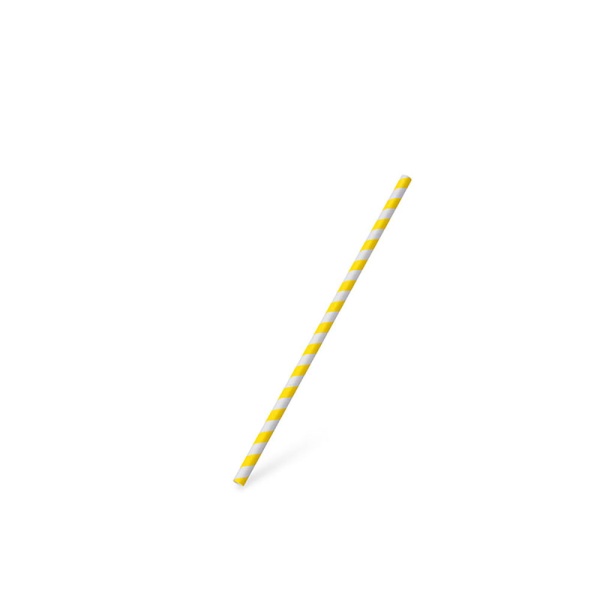 Papiertrinkhalm Spirale gelb `JUMBO` Ø8mm x 25cm (100 Stück)
